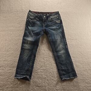 Rock Revival Gwen Capri Jeans Womens Size 28 Fray Whiskering Low Rise